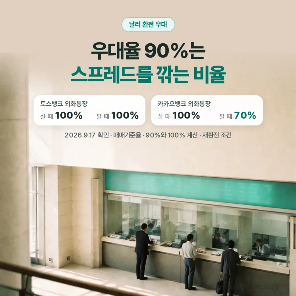 달러 환전 우대 뜻과 은행별 조건 비교