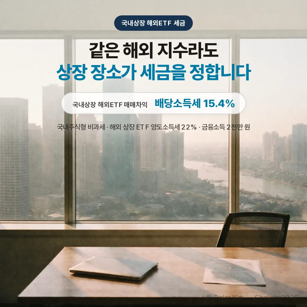 평일 아침 개장 직후 햇빛이 드는 고층 사무실 창 너머의 안개 낀 여의도 증권가와 창가 원목 책상