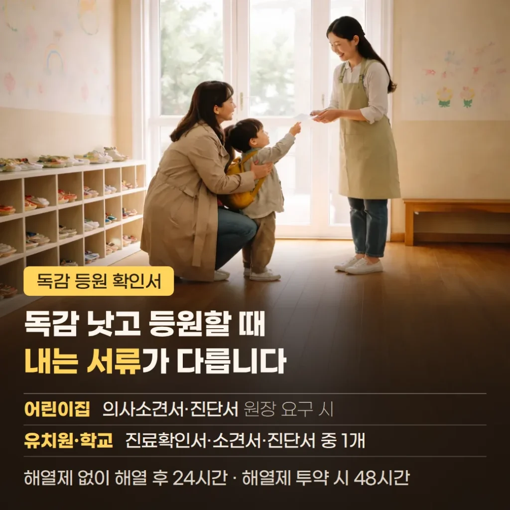 독감 등원 확인서, 어린이집·유치원·학교별 제출서류 정리
