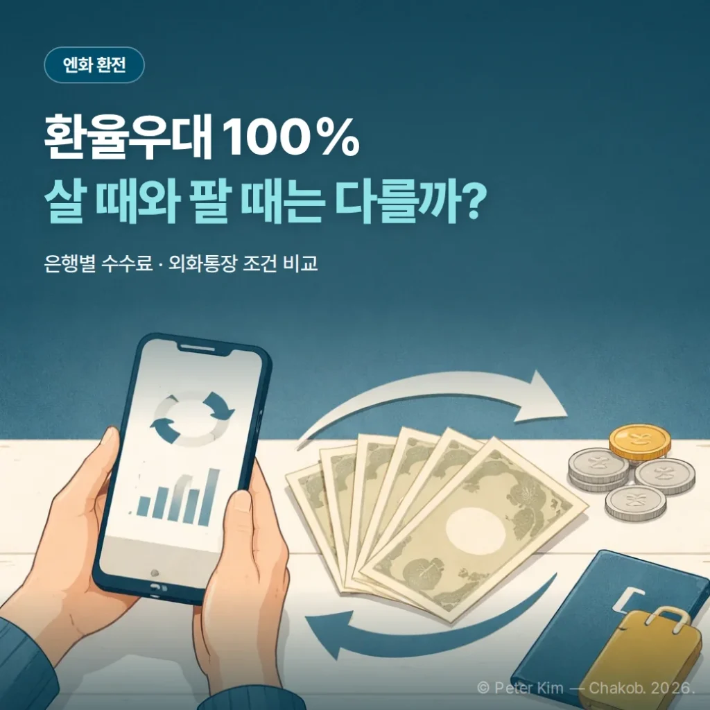 엔화 환전 우대 100% 뜻과 은행별 수수료 비교