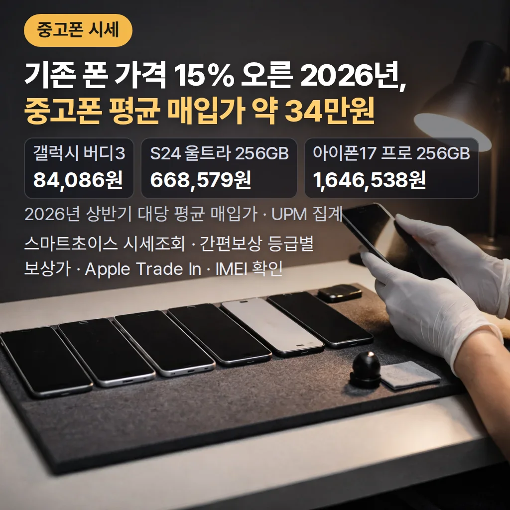 중고폰 시세 2026 평균 매입가·보상가 확인하기