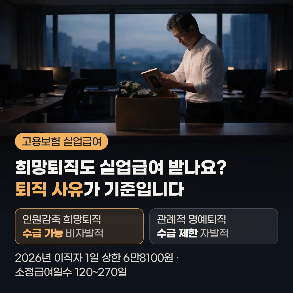 희망퇴직 실업급여, 퇴직 사유별 수급자격과 신청 순서