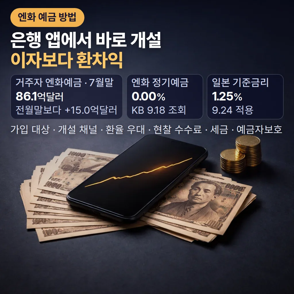 엔화 예금 방법 — 개설 채널·금리·수수료·세금 정리