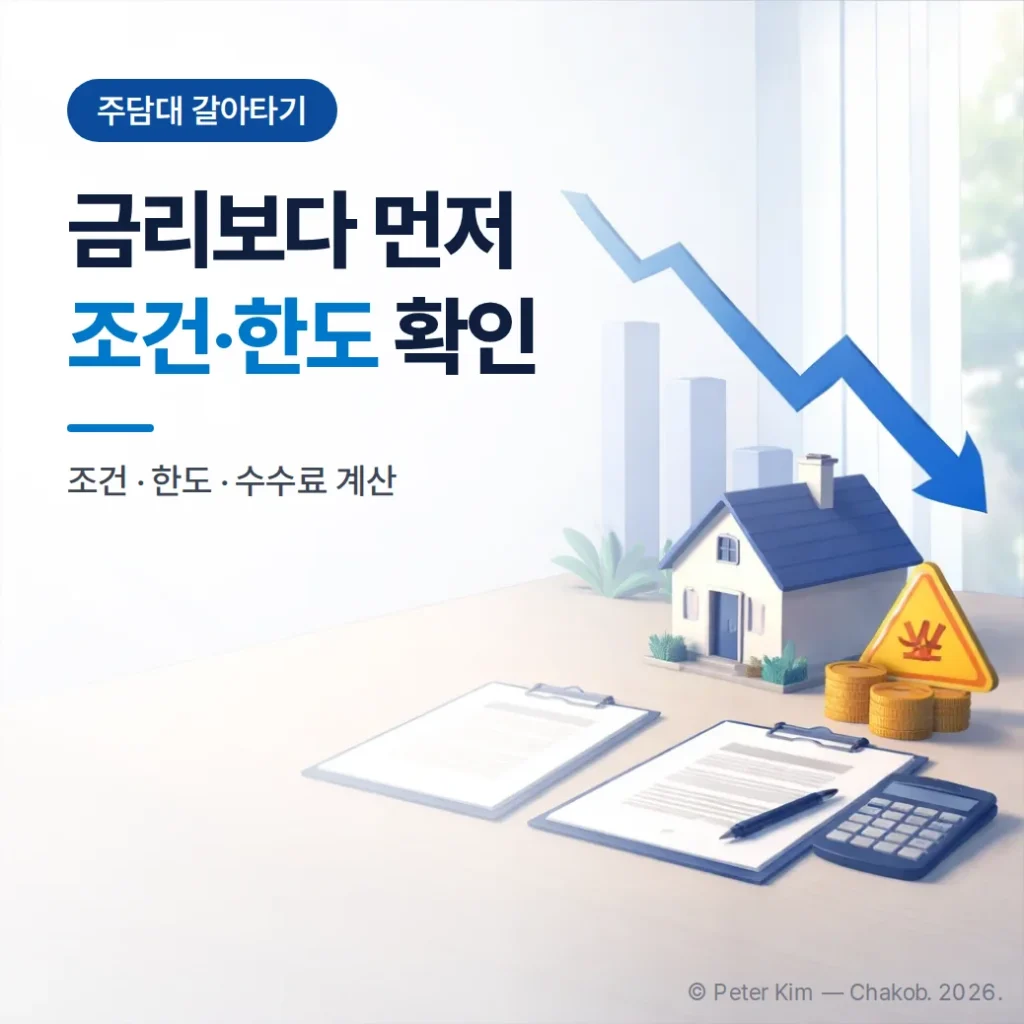 주담대 갈아타기 조건·한도·수수료 계산 정리