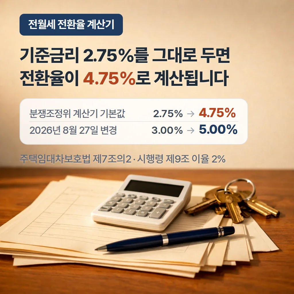 전월세 전환율 계산기, 현행 5.00%와 실제 통계 구분하기