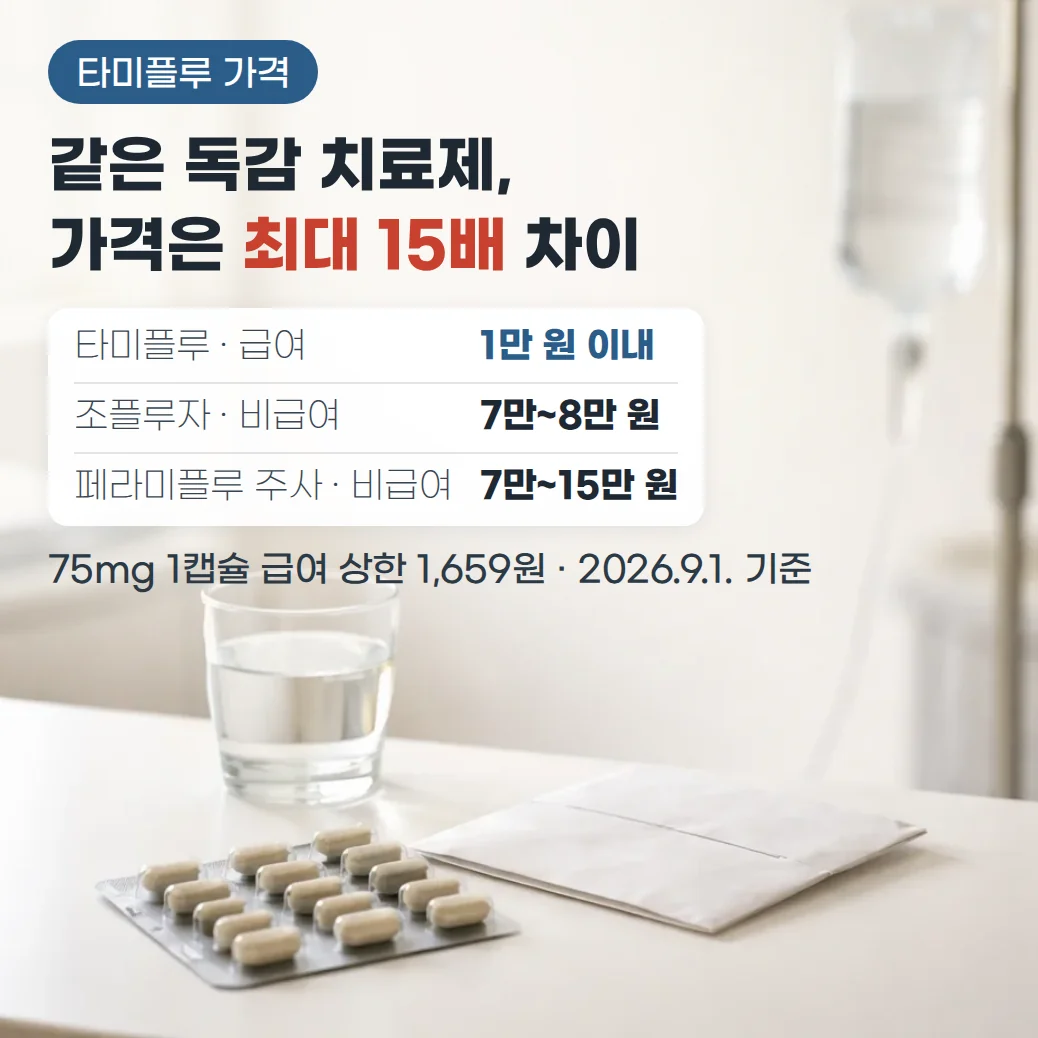 타미플루 가격, 페라미플루·조플루자 비용과 급여 기준 비교