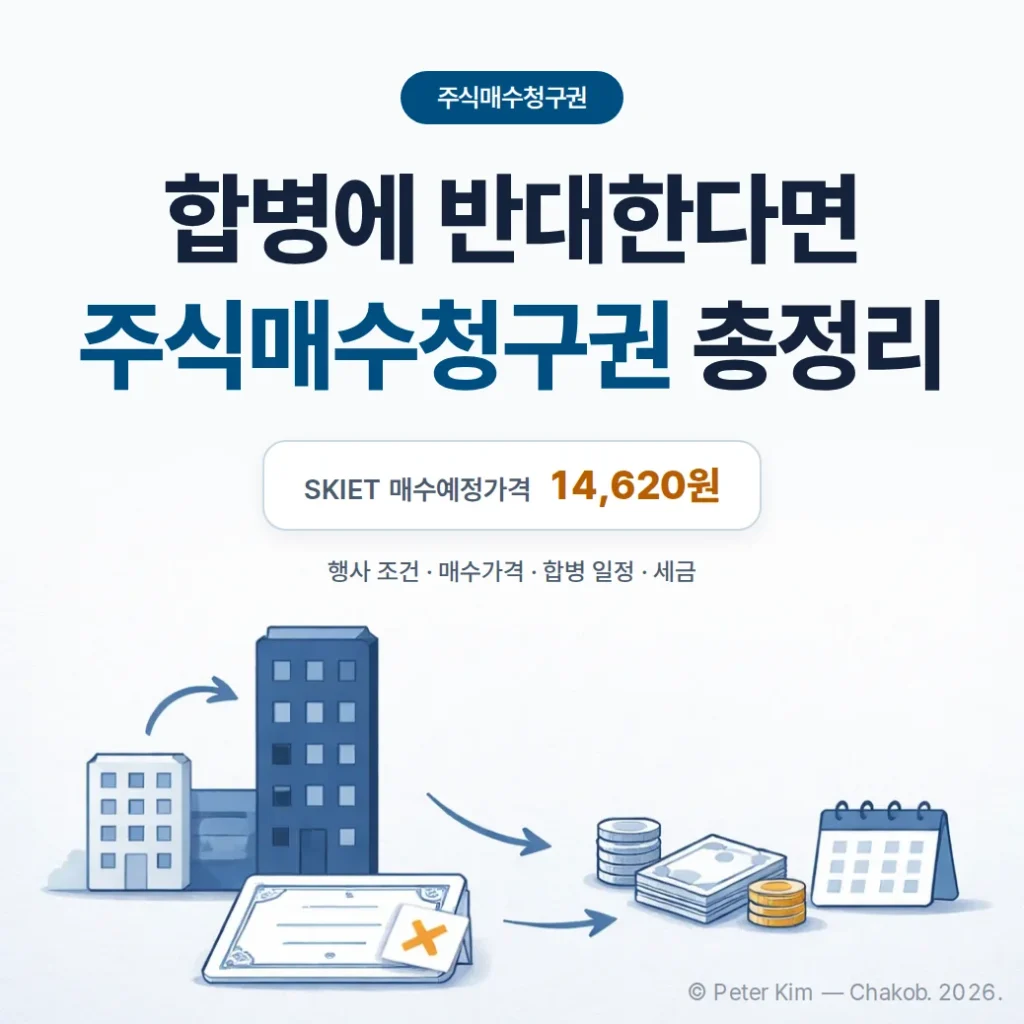 주식매수청구권 행사 조건·매수가격·세금 총정리 (SKIET 매수예정가격 14,620원)