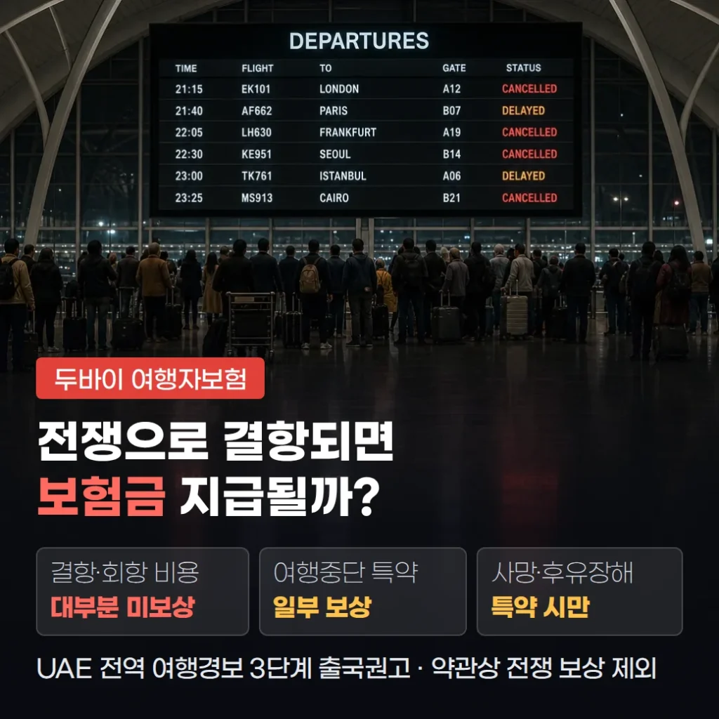 두바이 여행자보험, 전쟁 결항 시 보상 범위 확인