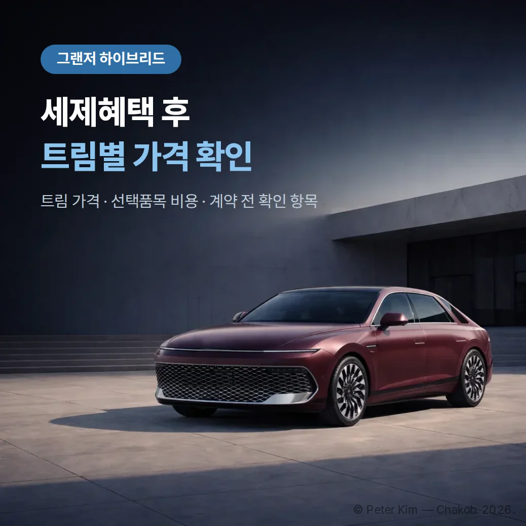 그랜저 하이브리드 가격, 트림별 세제혜택 후 가격과 옵션 비용 정리