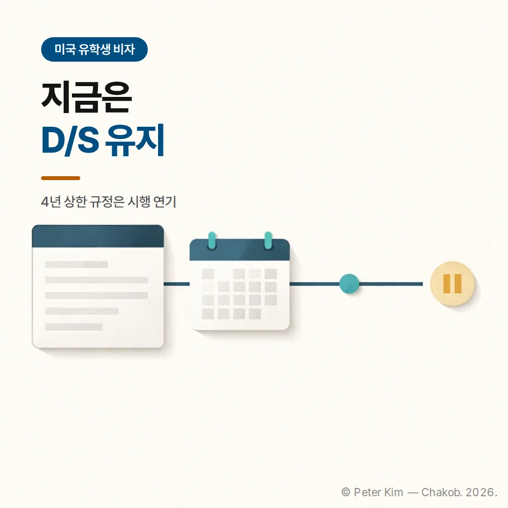미국 유학생 비자 D/S 유지, 4년 체류 제한 시행일 연기